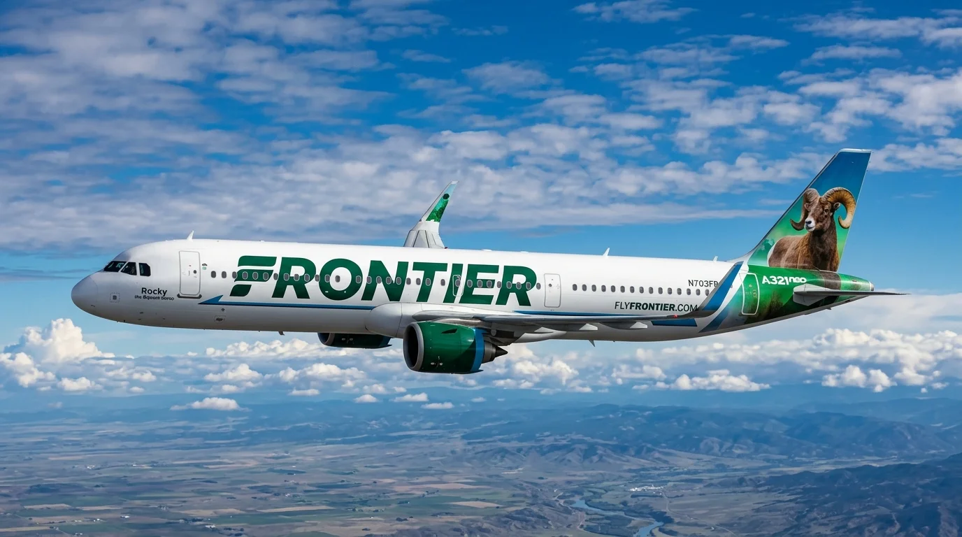 Frontier Airlines Flight in Sky